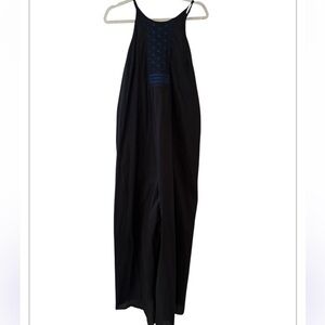 ST. ROCHE Navy Blue Embroidered Bohemian Summer Organic Cotton S